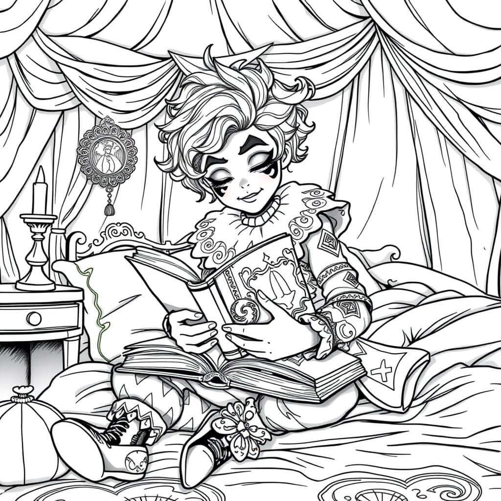 Fantasy Harlequin Child in Whimsical Circus Setting