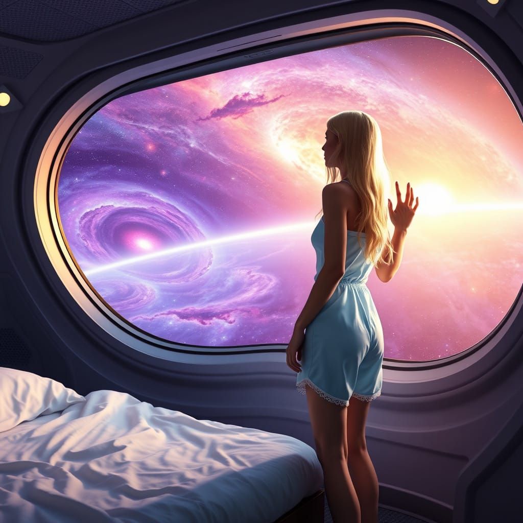 Ethereal Space Goddess in Cosmic Slumber