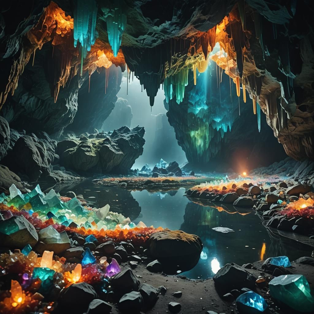 Enormous Cave Filled with Glowing Rainbow Crystals