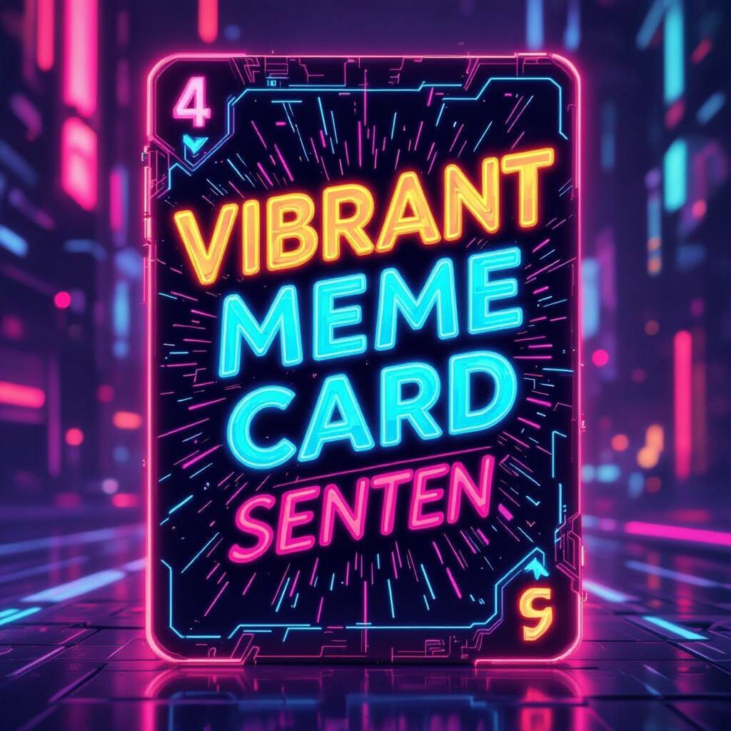 Futuristic Neon Collectible Card: Humorous & Motivational