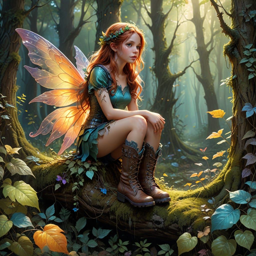 Whimsical Woodland Fairy in Combat Boots