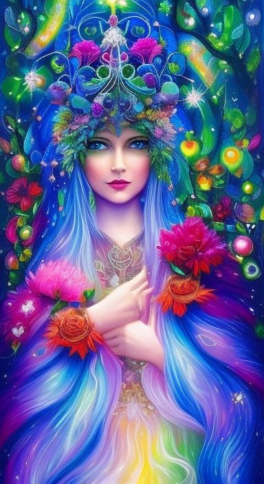 Rainbow Forest Gnome in Detailed Fantasy Style