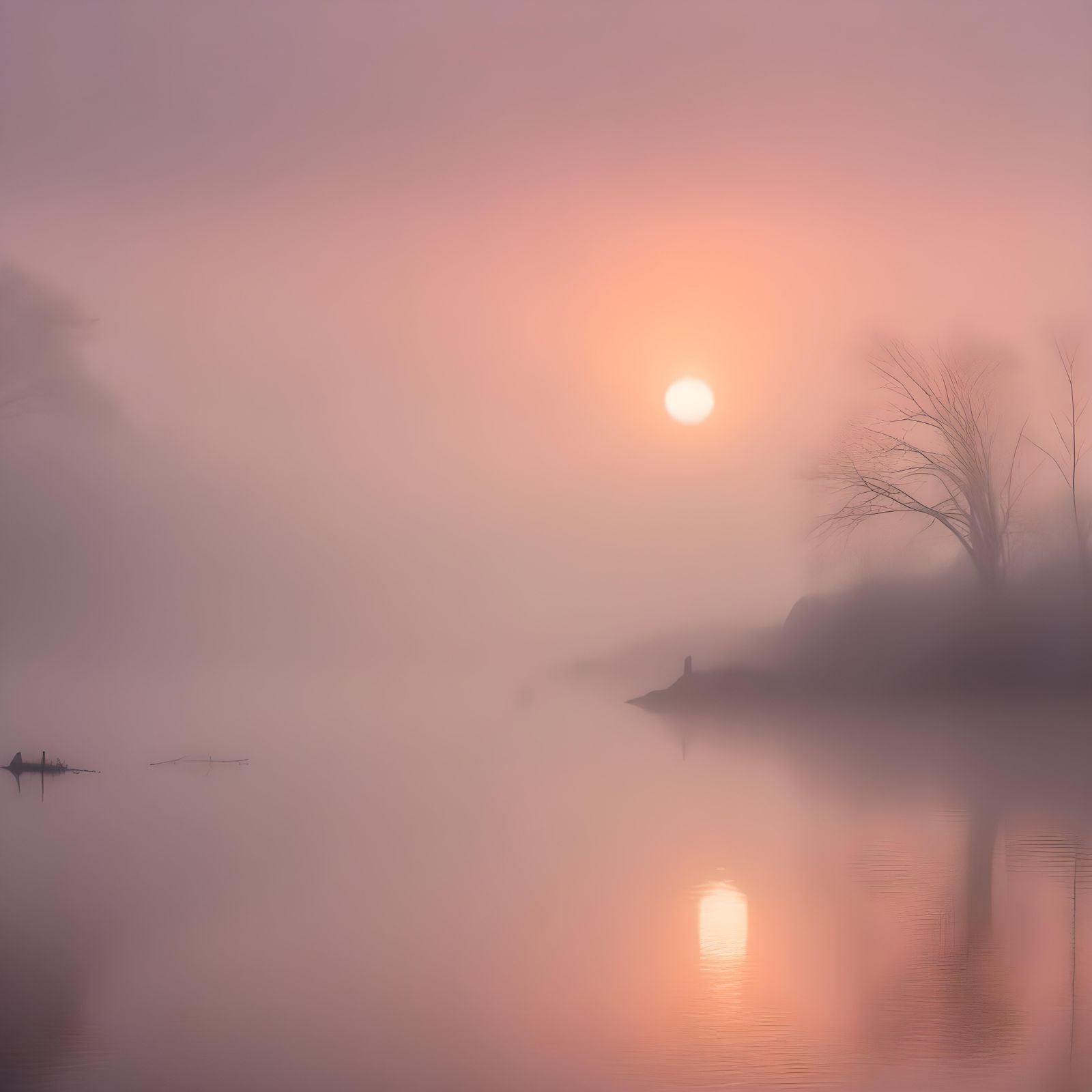 Loch Ness Monster Silhouette at Foggy Sunrise