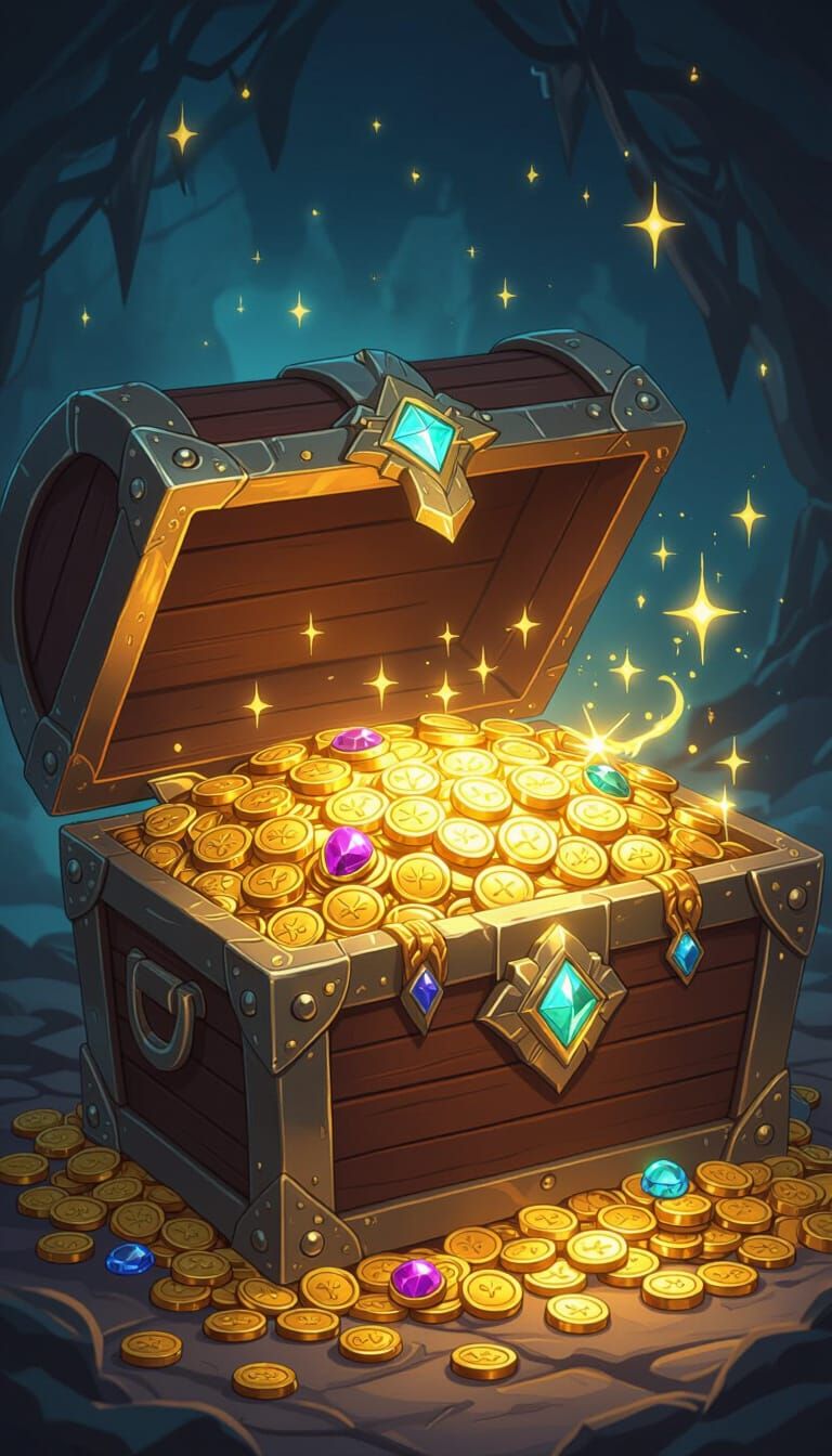 Pirate Treasure Chest with Magical Aura