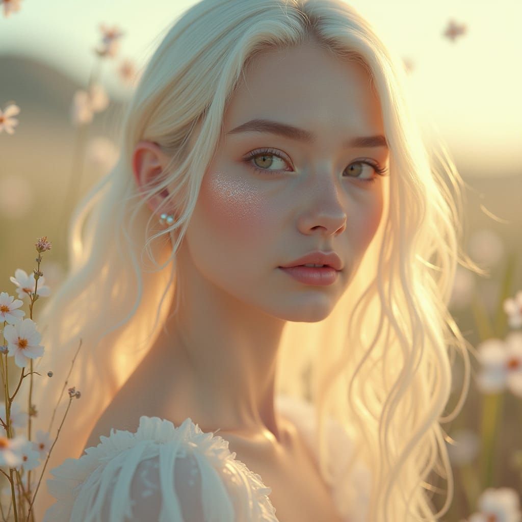 Ethereal Beauty: Luminous Portrait with Delicate Accents