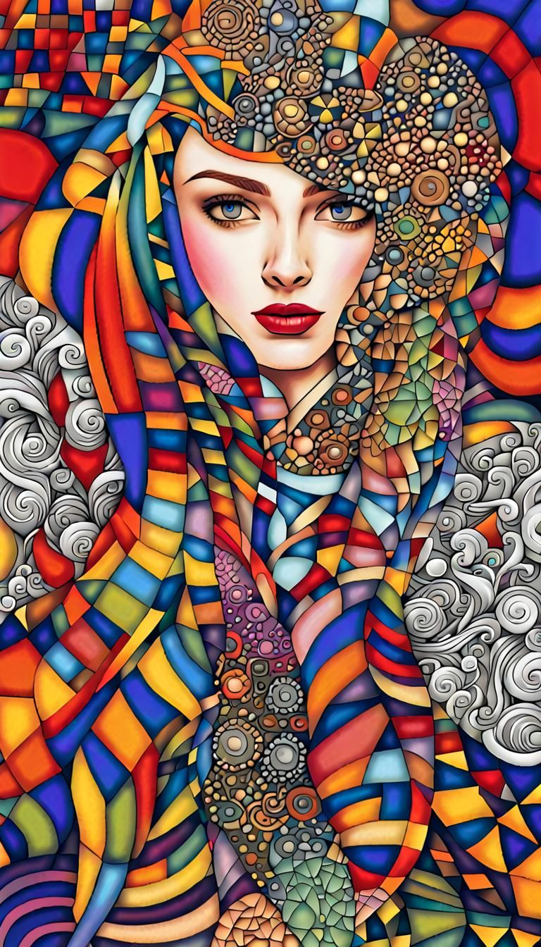 Optical Illusion: Faces Hidden in Abstract Geometric Art