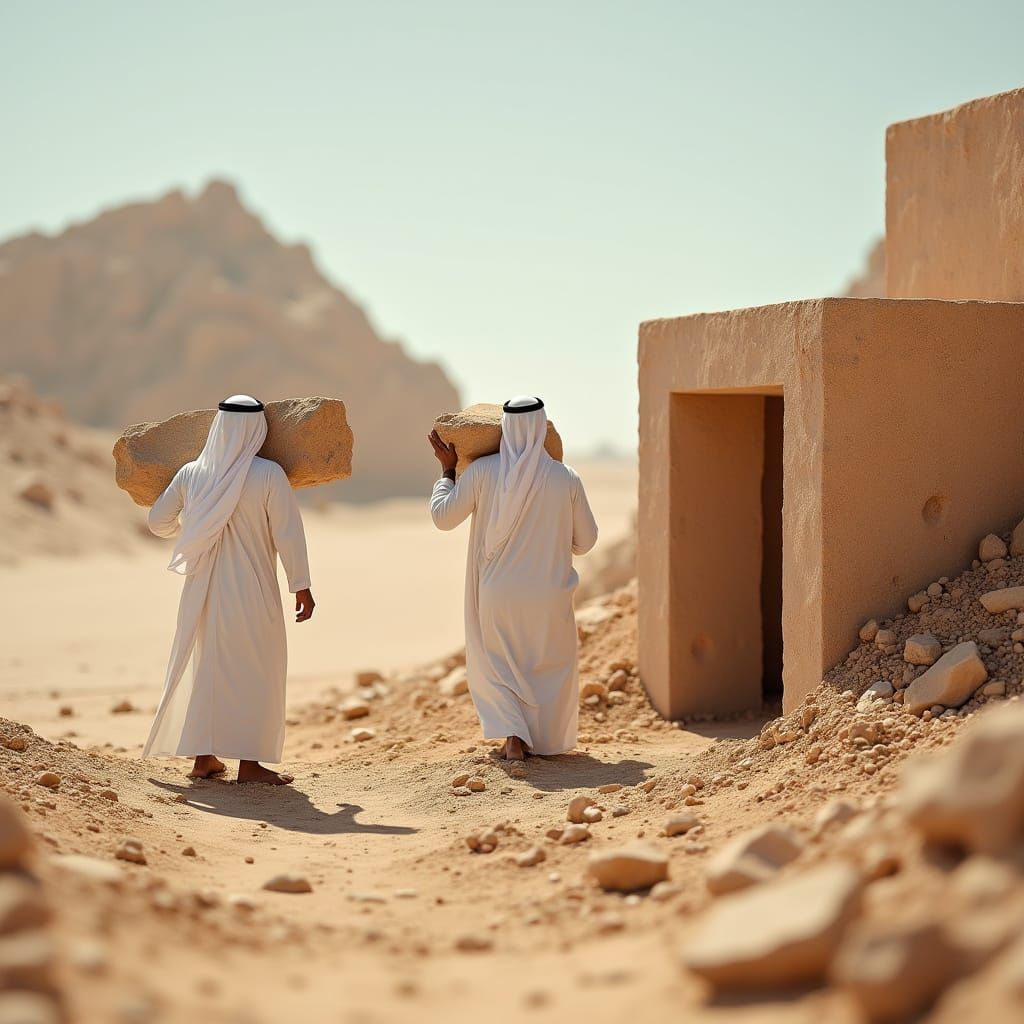 Traditional Arab Laborers in the Desert