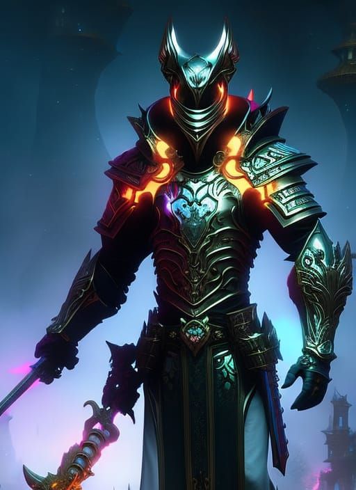 Wolf Knight in Hell: Steampunk Oil Splash Art