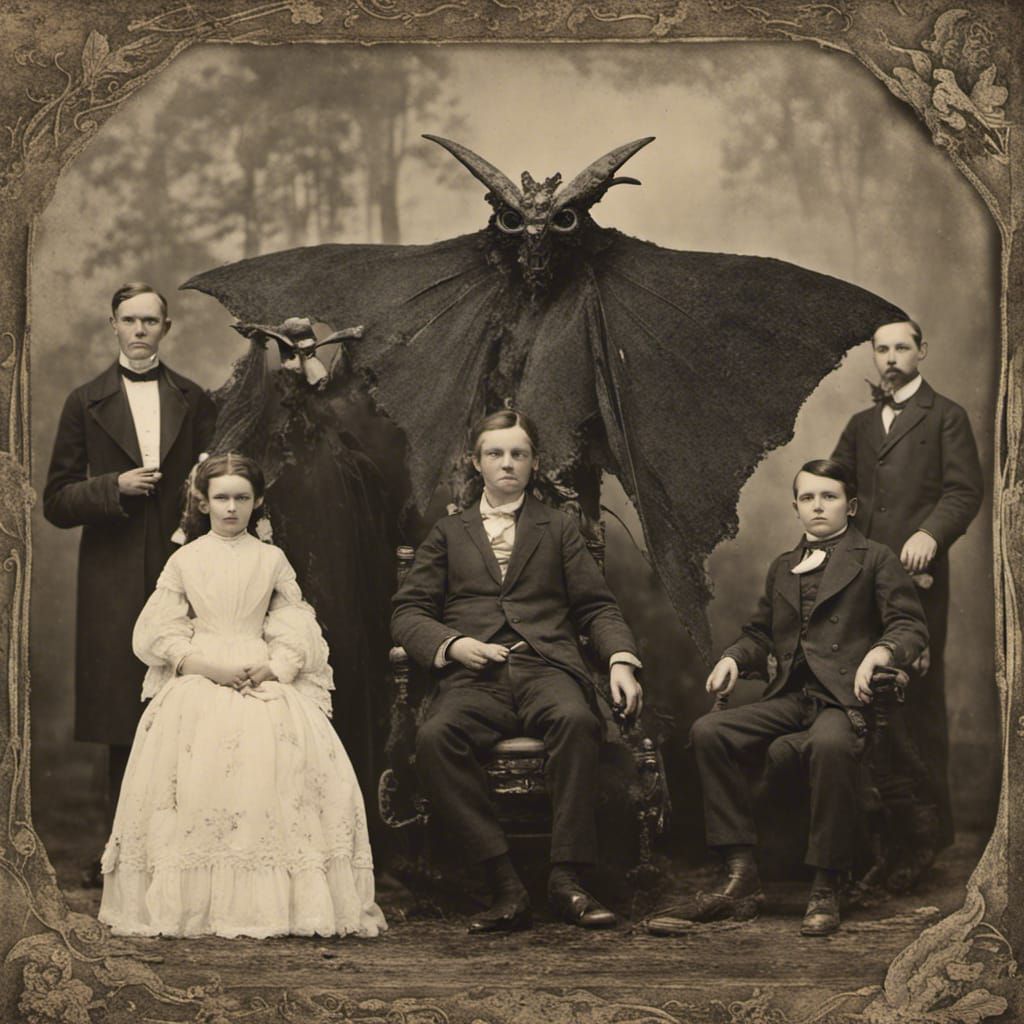 Eerie Mothman Appears in Family Portrait