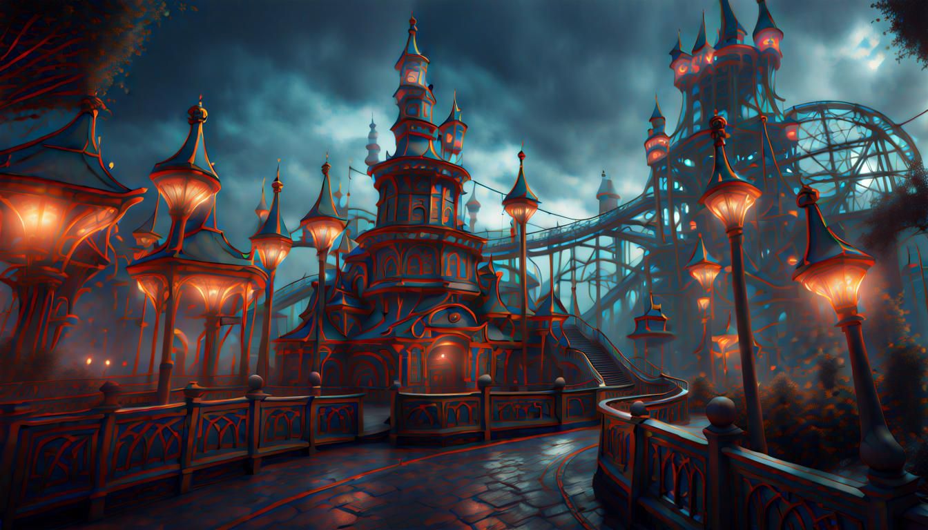 Haunted Amusement Park in Detailed Matte Painting