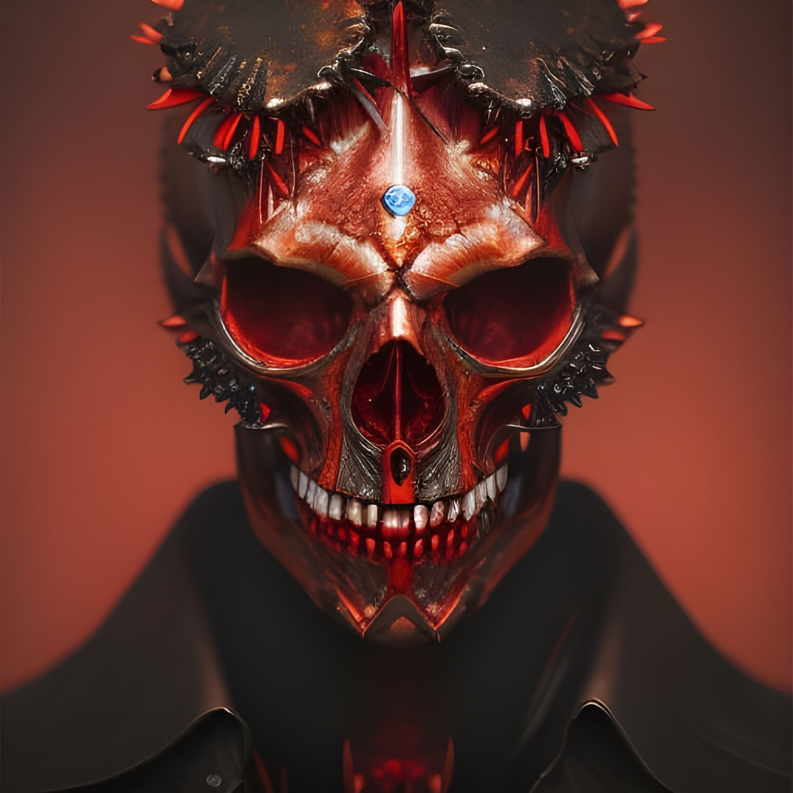 Menacing Red Skull King Portrait in Horror Style