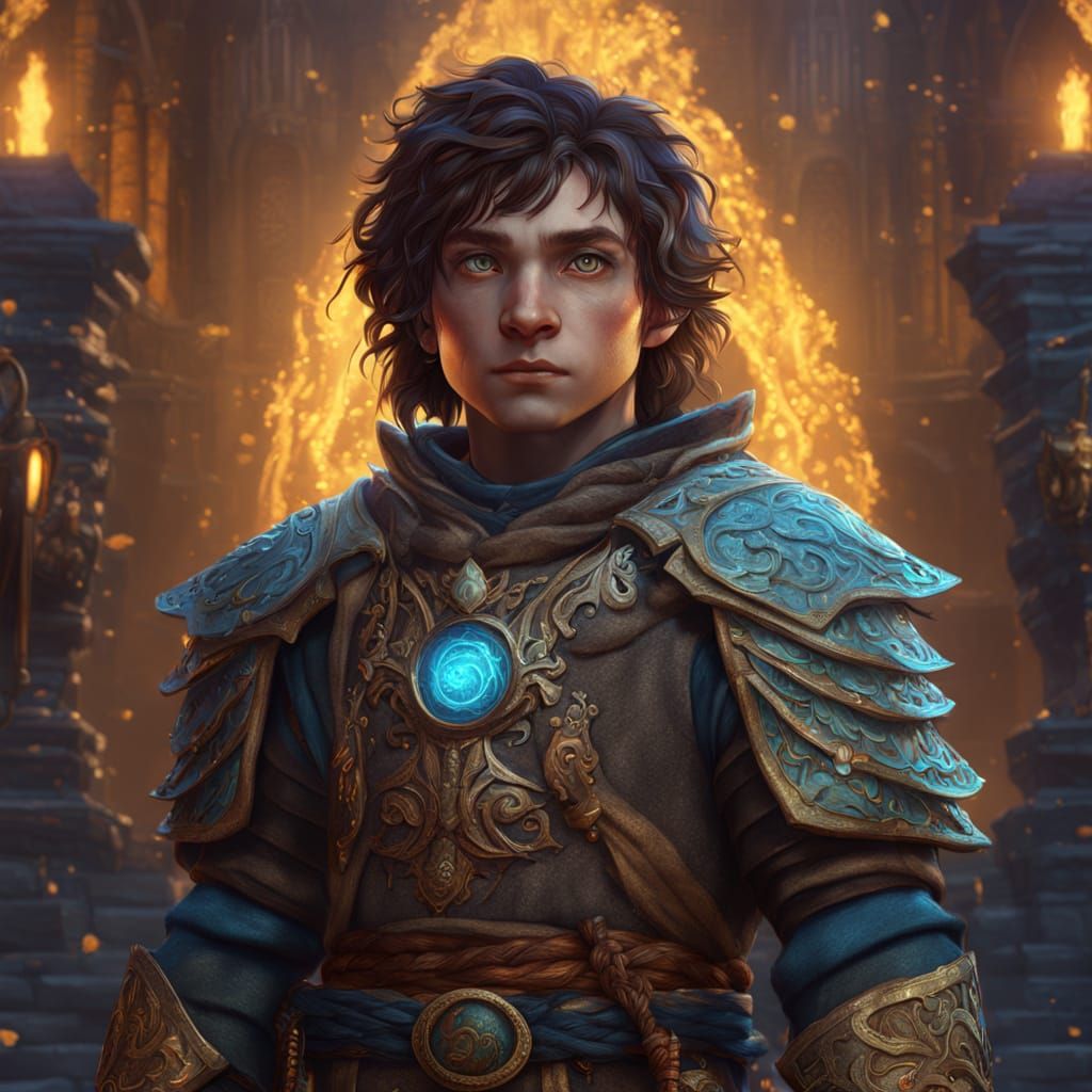 Halfling Portrait with Braided Hair, Oil Painting