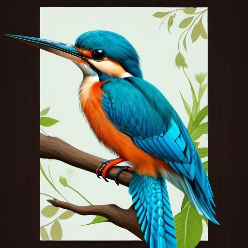 Charming Kingfisher Bird Perched on Branch