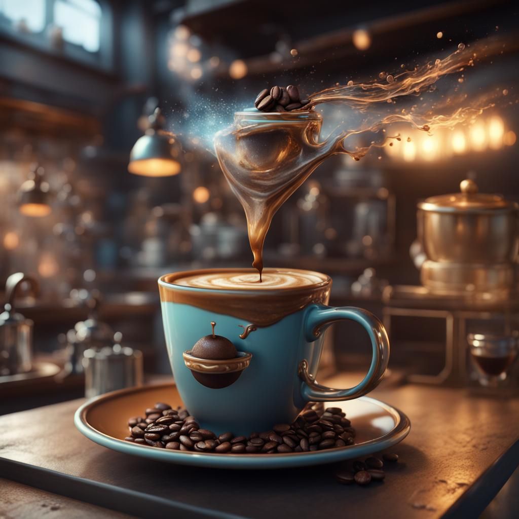 Turkish Coffee in Space: Detailed Matte Painting
