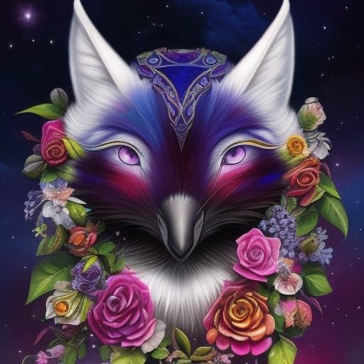 Glorious Cyberpunk Raven in Watercolour Hyperrealism