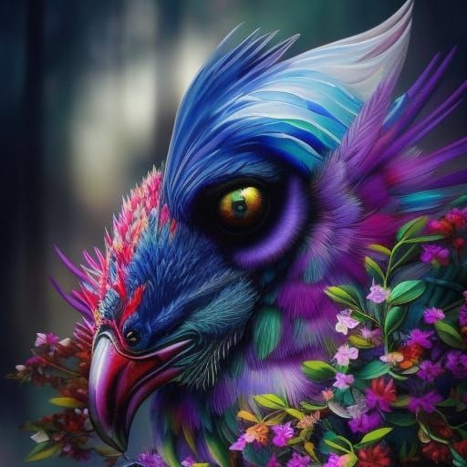 Detailed Raven Watercolour Illustration in Mixed Media