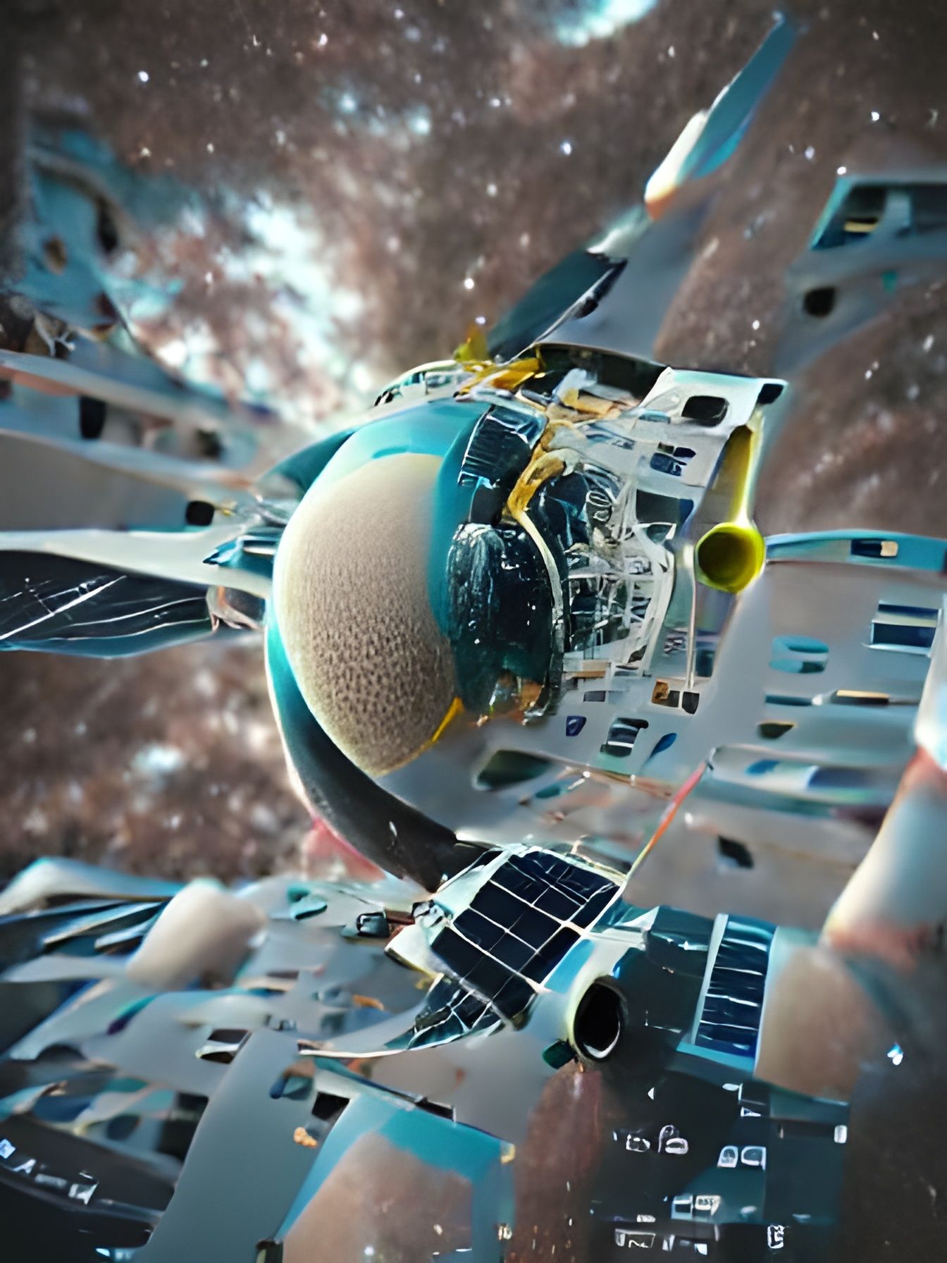 Futuristic 8K 3D Satellites Orbiting in Space