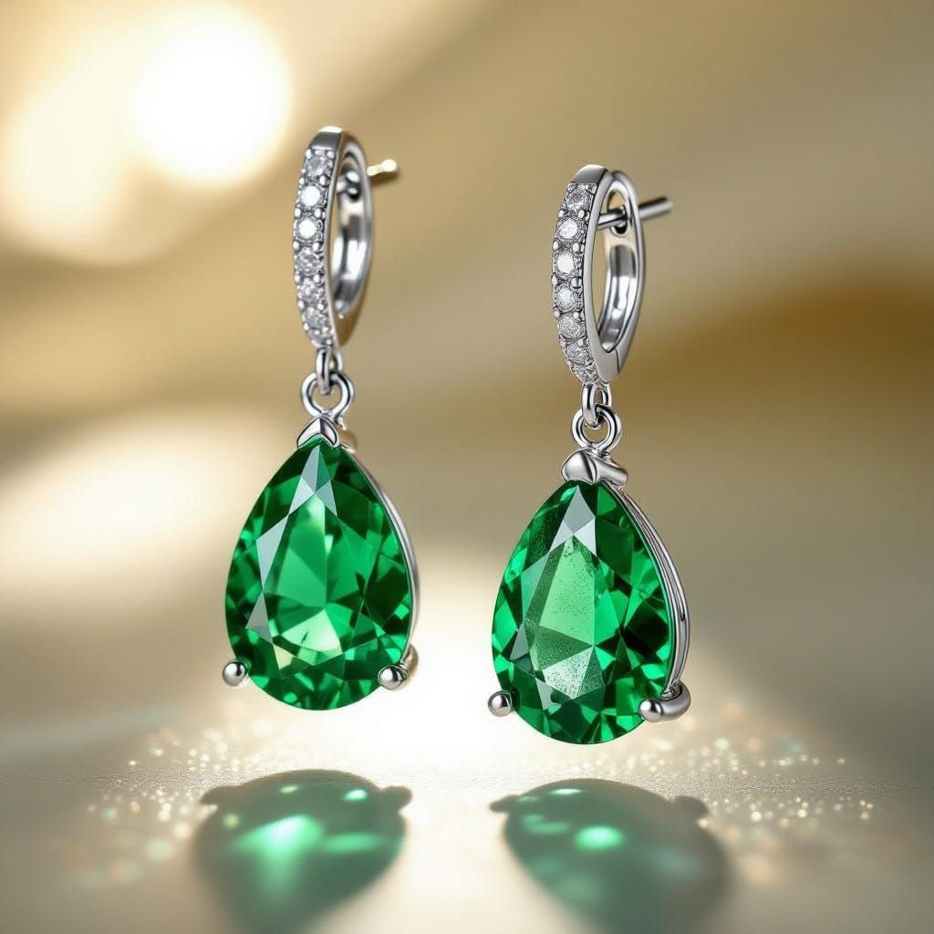 Exquisite Emerald Drop Earrings in Sterling Silver