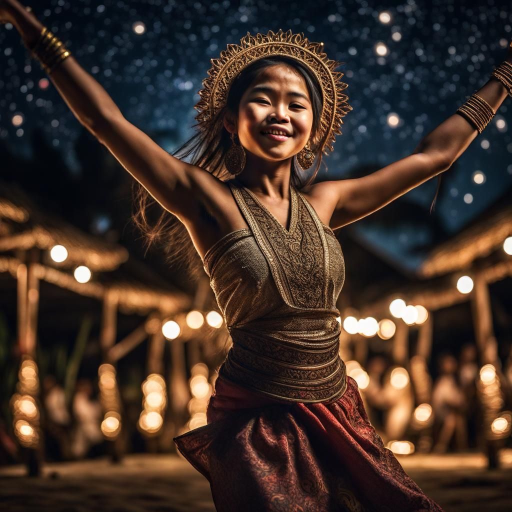 Balinese Girl Dancing Under the Stars