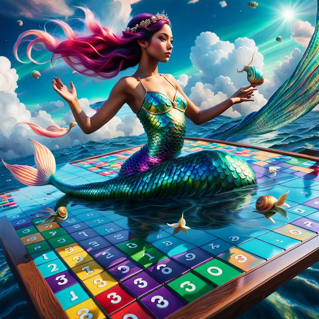 Mermaid and Lingu Play Snails and Ladders in Sky