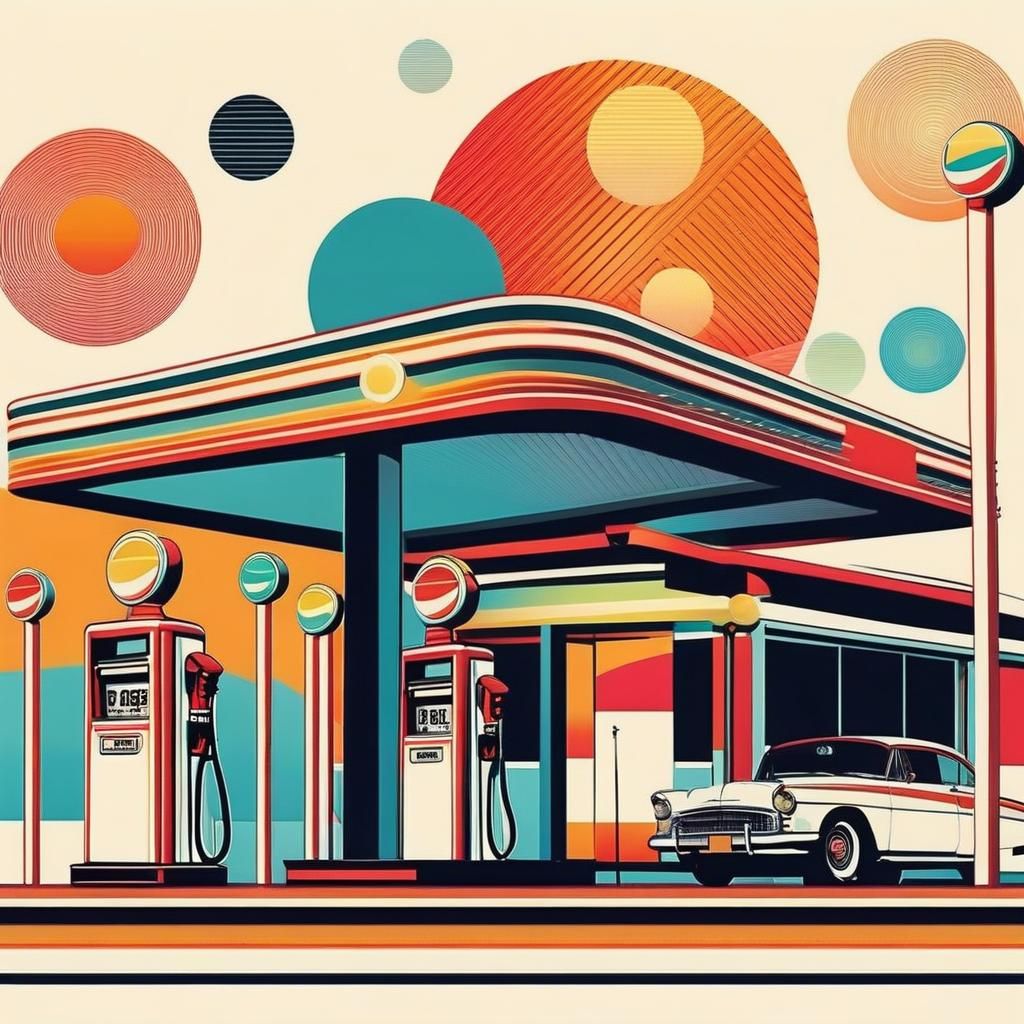 Pop Art Retro Gas Station Sunset