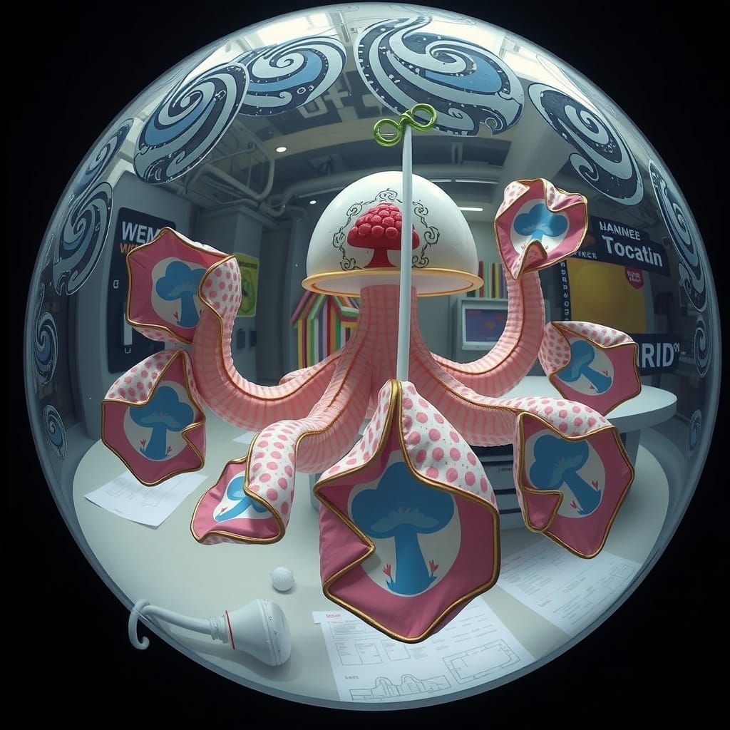 Vibrant Surrealist Masterpiece in Whimsical Industrial Setti...