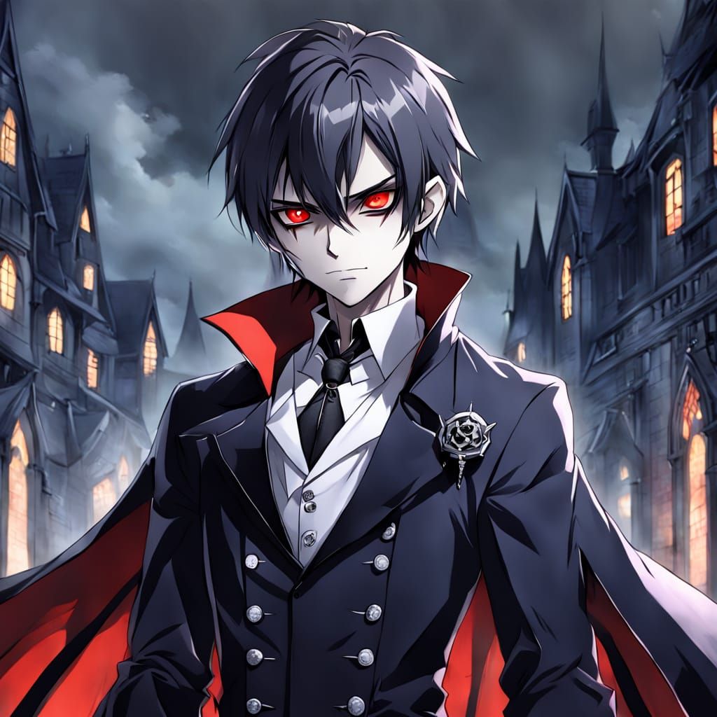 Anime Vampire Boy in Gothic Style