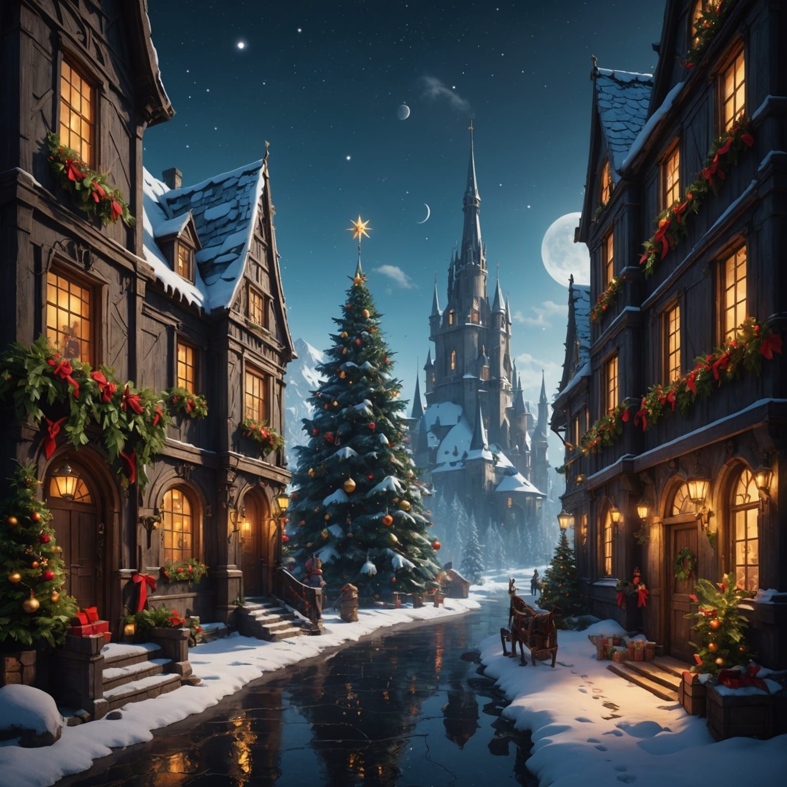 Fantastical Christmas Wishes in Detailed Matte Painting