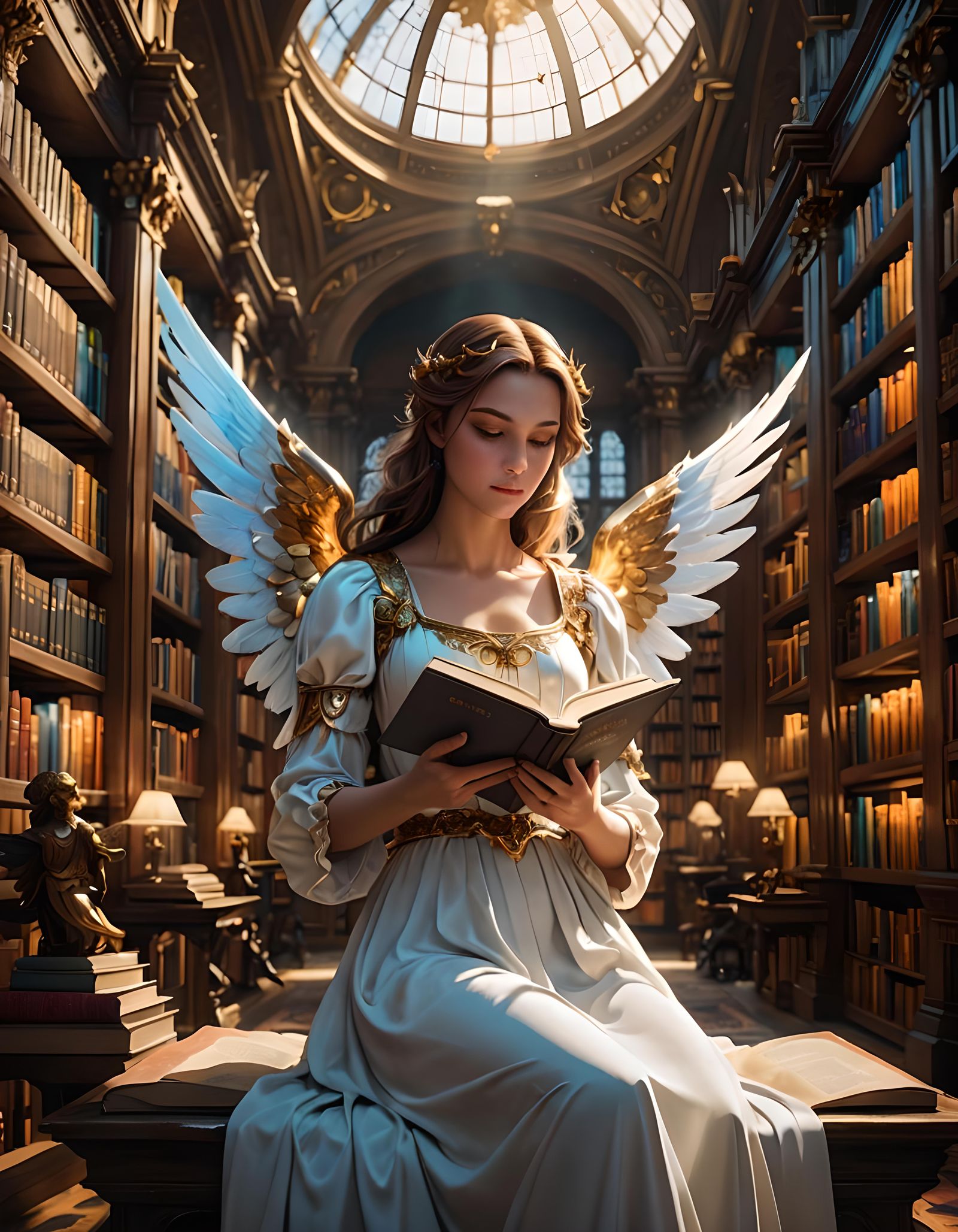Angelic Reader in a Heavenly Library
