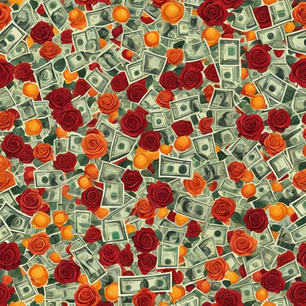Money Heart Digital Painting in Watercolor Style
