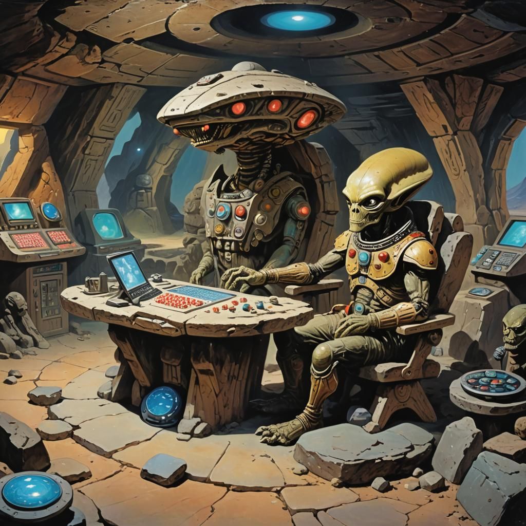 Stone Age Alien Commander in Ancient UFO