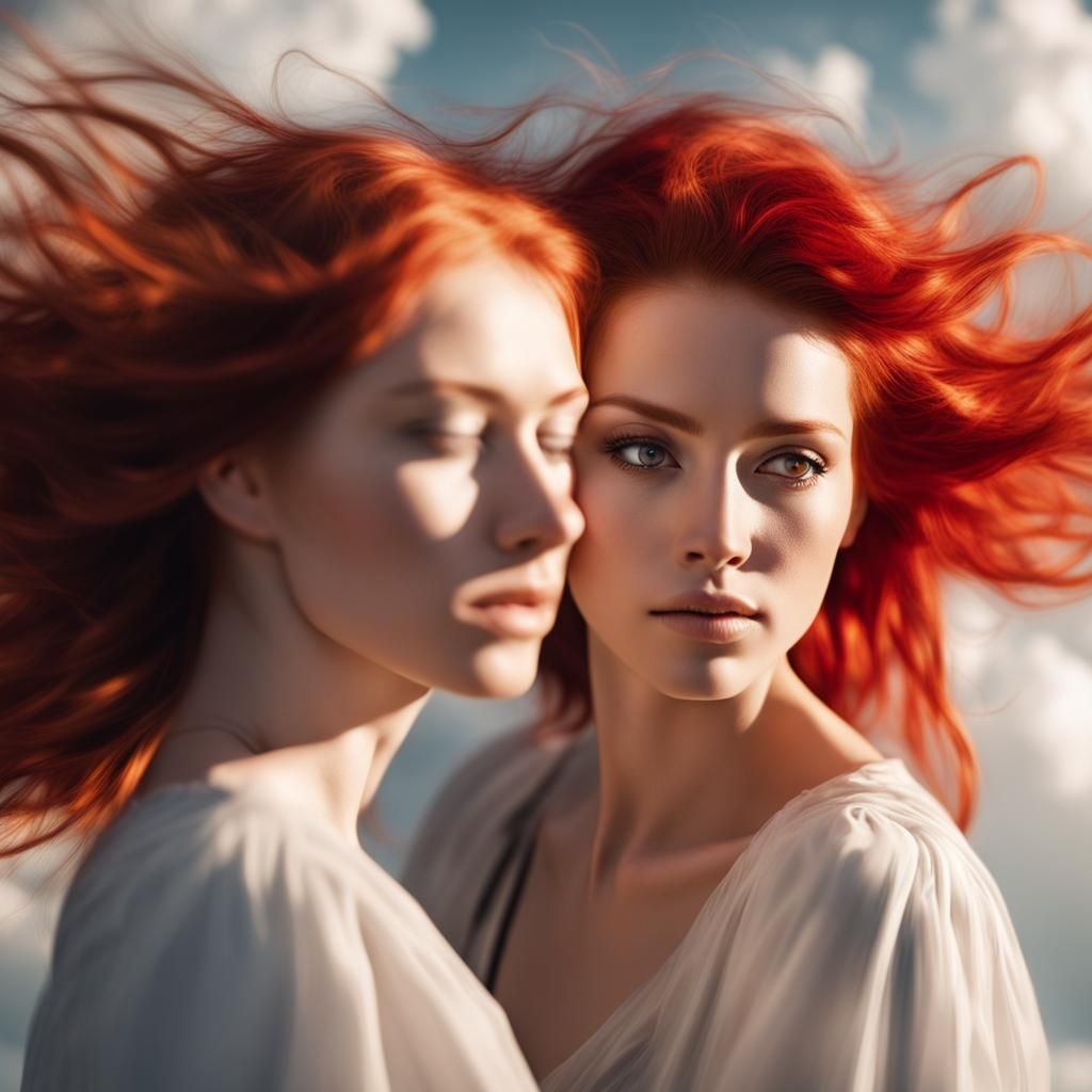 Joyful Spin: Red-Haired Woman in Sunshine