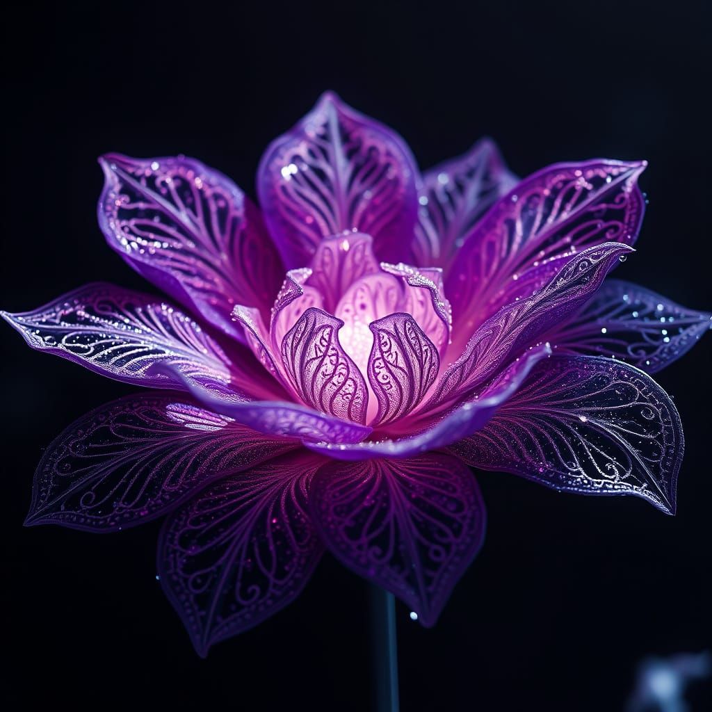 Ethereal, Glowing Alien Flower in Cosmic Space