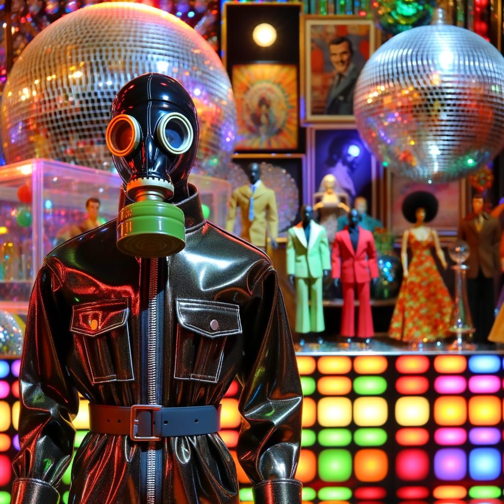 Fashion Doll in Rubber Outfit at 1970s Disco