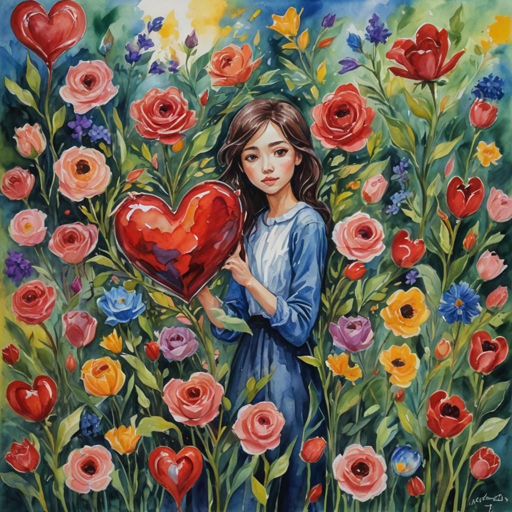 Heart Captured: Gouache and Watercolor Impressionist Masterp...