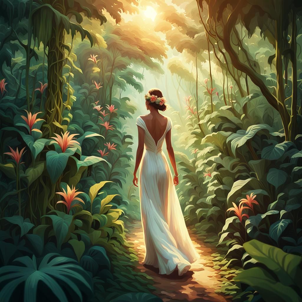 Lush Jungle Walk in Digital Art Style