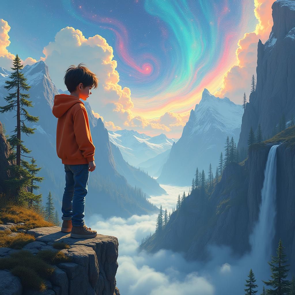 Boy Creates Fantasy World on Mountain Cliff