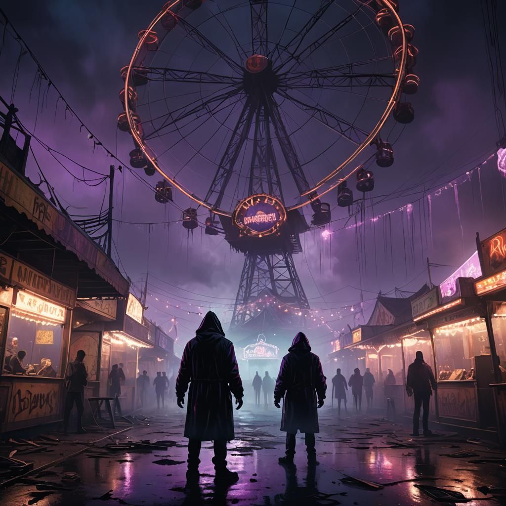 Ghostface in Abandoned Carnival: Horror Concept Art