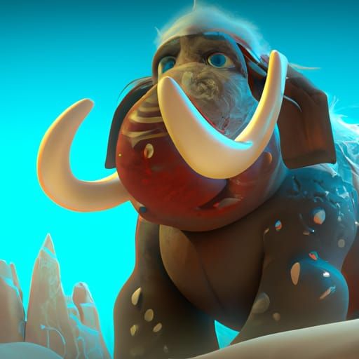 Stylized 3D Mammoth Render in Disney Pixar Style