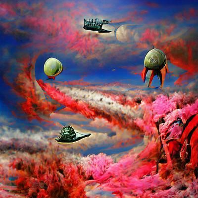 Surreal Space Battle Over Barren Planet