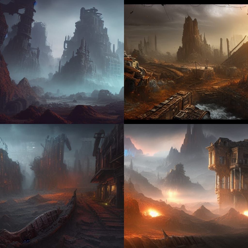 Detailed Post-Apocalyptic Matte Painting in 8K