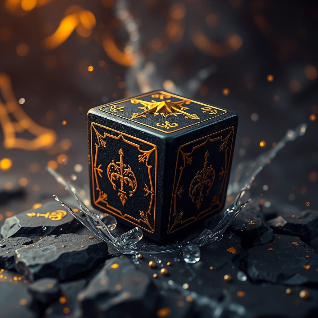 Ethereal Tarot Dice in Black and Gold