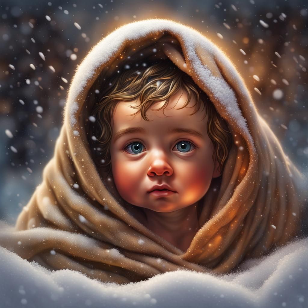 Hyperrealistic Baby Jesus in Snow, Concept Art