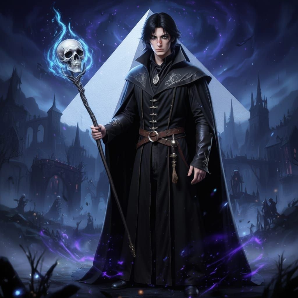 Anime Necromancer King with Skull Wand