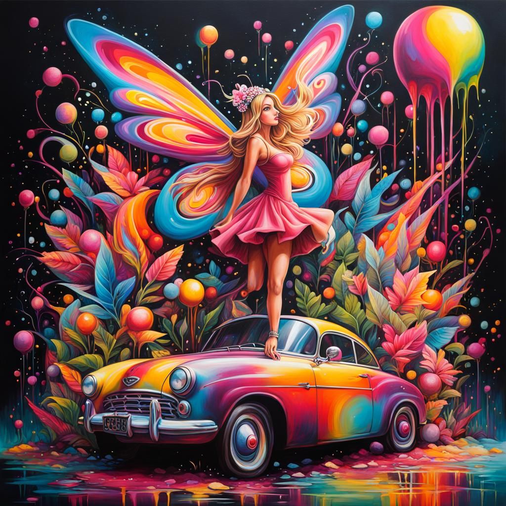 Colorful Fairy Wonderland in Graffiti Art Style