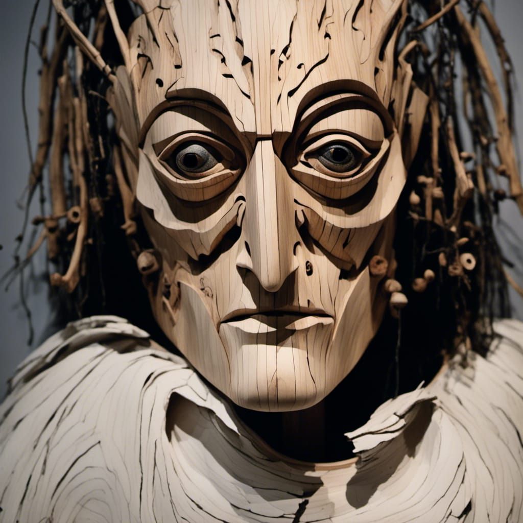 Wooden Mask with Eyes Inspired by Marty Feldman