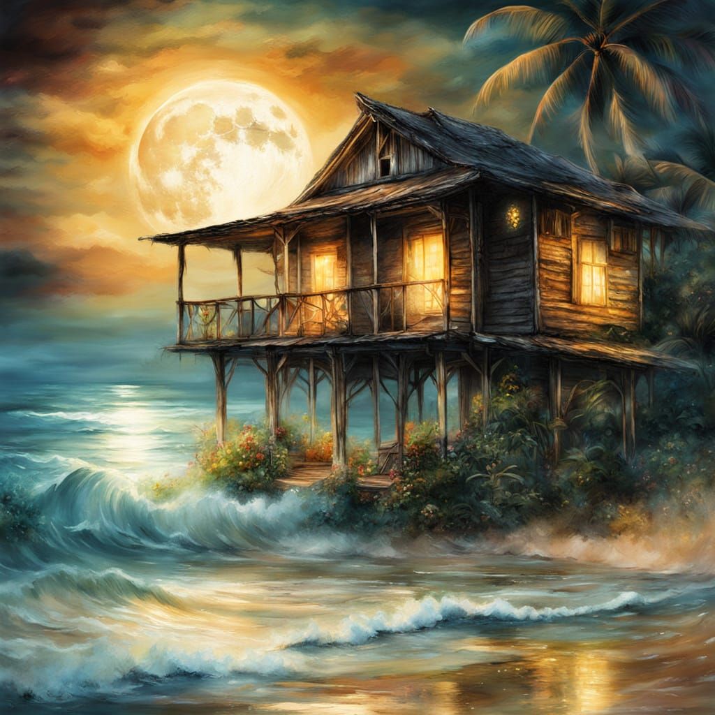 Moonlit Haven by the Sea