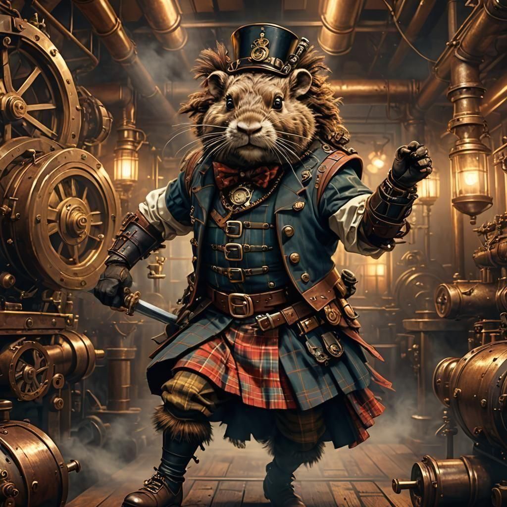 Steampunk Haggis Sword Dance in Tartan