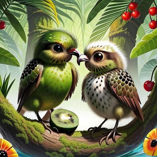 Kiwi Bird Splash: Photorealistic 3D Fantasy Art