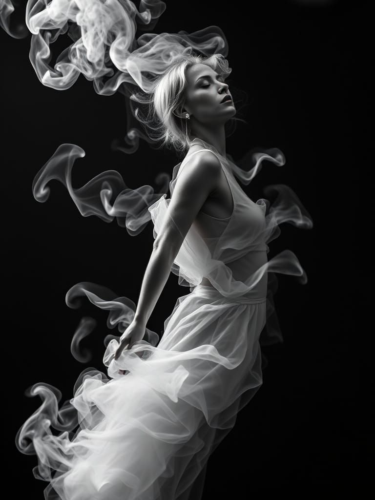 Ethereal Smoke Dancer in Dramatic Lighting